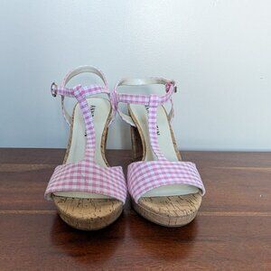 Pink gingham sandals
